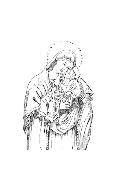 Szűz Mária. Régi illusztráció - Fotó, kép