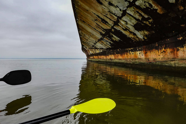 Mallows Bay, Maryland Abd Mallows Bay, Potomac Nehri üzerinde tarihi gemi enkazları koleksiyonu hayalet filosu. - Fotoğraf, Görsel