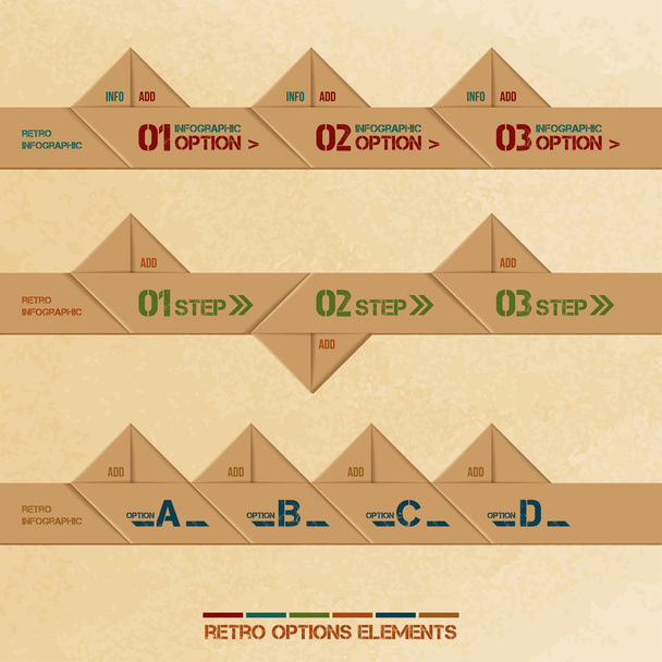 Folding paper style retro options tab. - Vector, Image