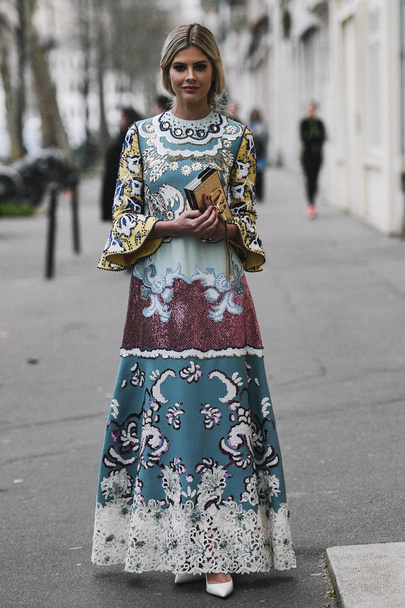 Paris, France - March 03, 2019: Street style outfit -  Lala Rudge after a fashion show during Paris Fashion Week - PFWFW19 - Fotó, kép