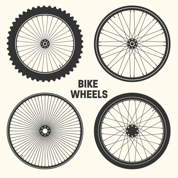 Bicycle wheel symbol vector illustration. Bike rubber mountain tyre, valve. Fitness cycle, mtb, mountainbike. - Vector, Image