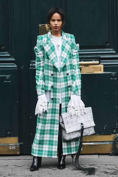 Paris, France - March 01, 2019: Street style outfit -   before a fashion show during Paris Fashion Week - PFWFW19 - Foto, imagen