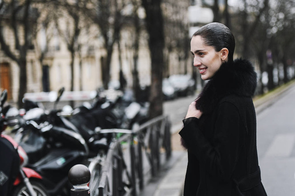 Paris, France - March 02, 2019: Street style outfit -  Teddy Quinlivan after a fashion show during Paris Fashion Week - PFWFW19 - 写真・画像