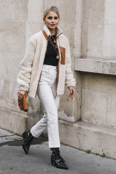 Paris, France - March 01, 2019: Street style outfit -  Caroline Daur after a fashion show during Paris Fashion Week - PFWFW19 - Fotó, kép