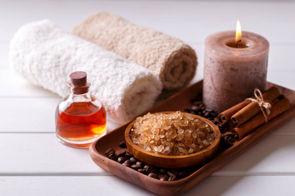 Spa setting with aromatic candle - Photo, Image