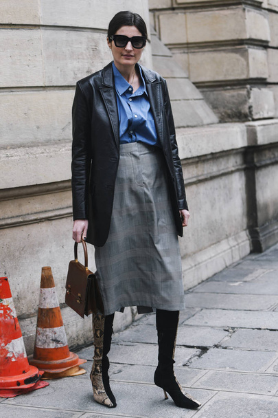 Paris, France - March 02, 2019: Street style outfit -   after a fashion show during Paris Fashion Week - PFWFW19 - Fotó, kép