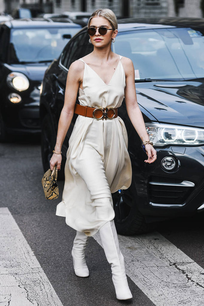 Milan, Italy - February 23, 2019: Street style Influencer Caroline Daur before a fashion show during Milan Fashion Week - MFWFW19 - Φωτογραφία, εικόνα
