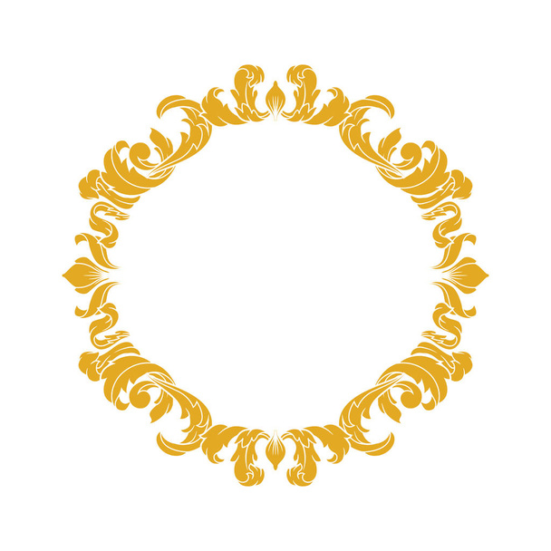 エレガントな円形の古典的な装飾的な花の装飾的なヴィンテージのヴィンテージの渦巻きフレームモチーフ - ベクター画像