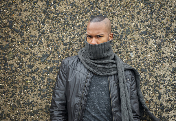 African american fashion model with scarf covering face - Photo, Image