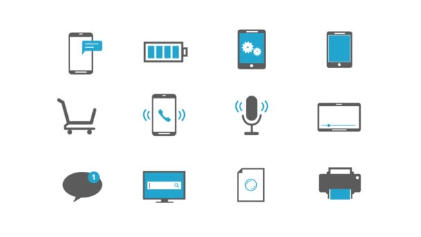 Business Internet Technology Icons Set / 4k animação de um pacote de ícones de tehcnology internet e símbolos, para o negócio
 - Filmagem, Vídeo