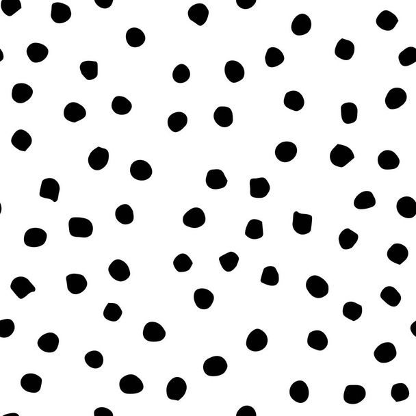 Безшовний намальований рукою Doodle polka крапки пензлик чорно-білий візерунок
 - Вектор, зображення
