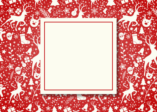 Merry Christmas and Happy New Year - layout of greeting card with festive ornaments. Vector. - Διάνυσμα, εικόνα