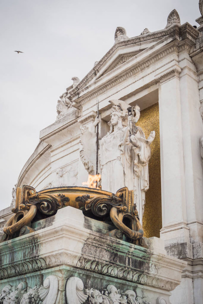 Flame at the foot of the Vittorio Emanuele II monument in Rome - Photo, image