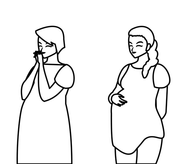 пара красивых персонажей беременных женщин
 - Вектор,изображение