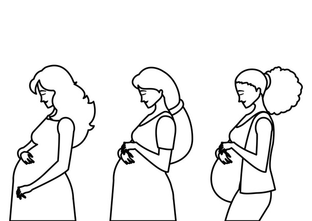 groupe de belles femmes de grossesse personnages
 - Vecteur, image