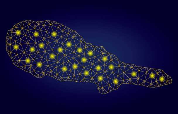 Багатокутна сітка Жовтий острів Піко Карта з яскравими плямами світла
 - Вектор, зображення