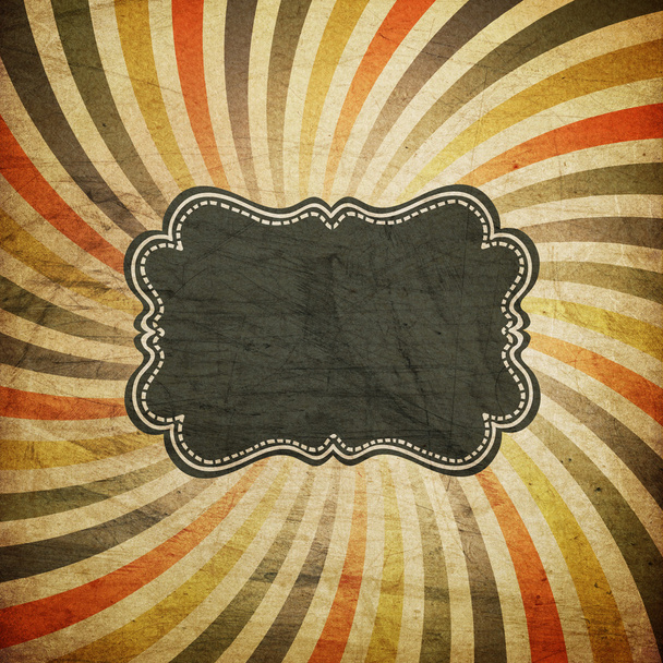 Grunge colorful rays background with vintage label for text. - Foto, Imagen