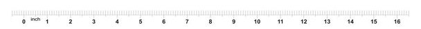 Regla de cinta métrica de 16 pulgadas con marcas de 0,1 pulgadas. Rejilla métrica
. - Vector, imagen