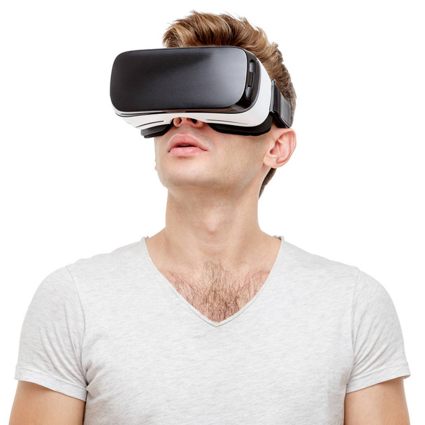 Man with virtual reality goggles - 写真・画像