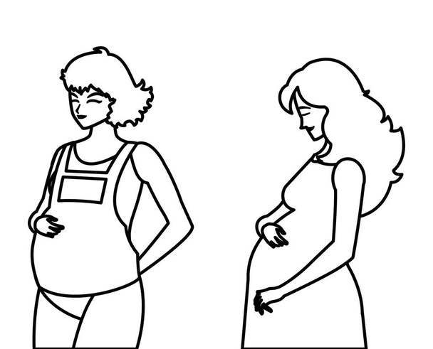 пара красивих жіночих персонажів вагітності
 - Вектор, зображення