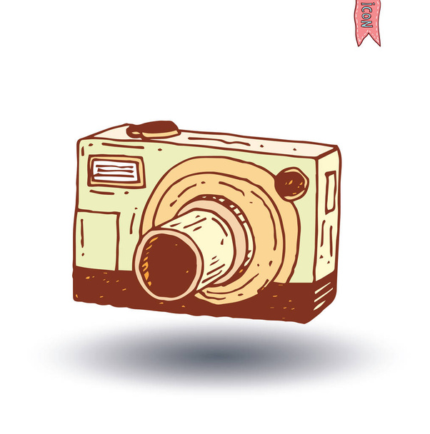 camera icon, hand drawn illustration.    - Vector, Image