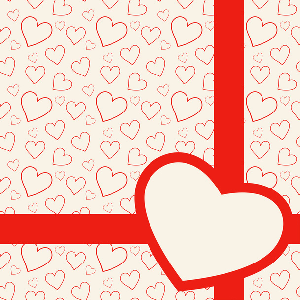 Lovely red card with hearts - Vector, Image