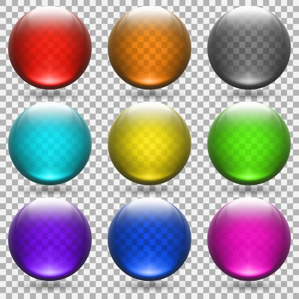colored transparent glass balls set - Vector, Image