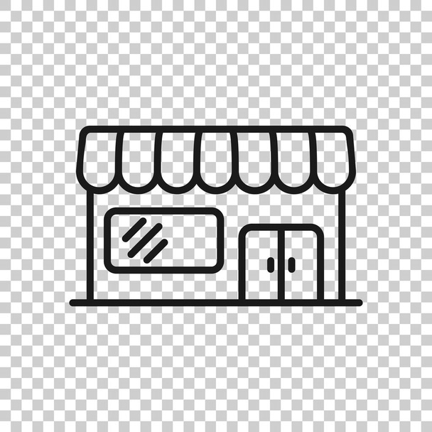 Grocery store icon in transparent style. Shop building vector il - Vector, Image