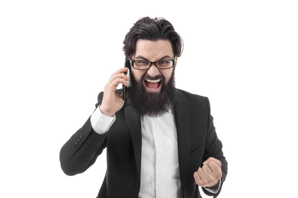 man shouting on the phone - Фото, изображение