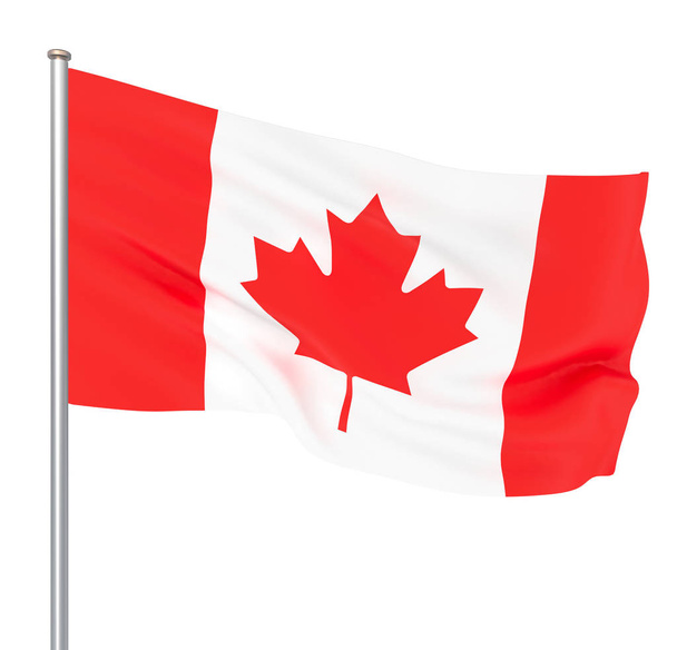 Acenando com a bandeira do Canadá. Ilustração 3d para o seu design Ilustração
 - Foto, Imagem