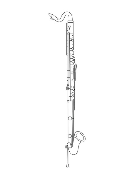 Yksinkertainen musta viiva piirustus ääriviivat Bass Klarinetti soittimen ääriviivat
 - Vektori, kuva