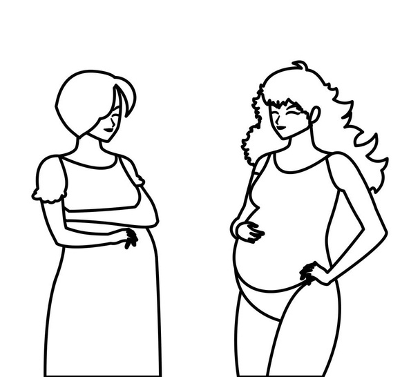 couple de belles femmes de grossesse personnages
 - Vecteur, image