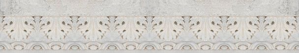 Old carved white stone frame with geometric and foliage shape -  - Photo, Image