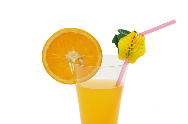 Naranja y jugo aislados en el blanco
 - Foto, imagen