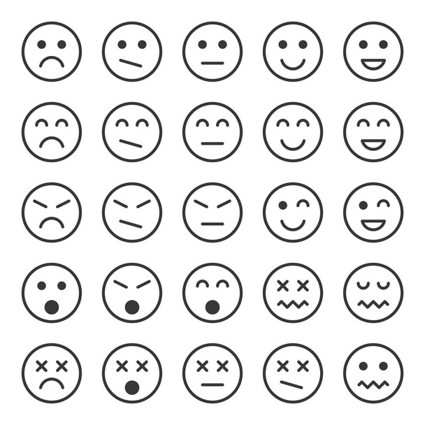 Eenvoudige emotie iconen in trendy platte stijl geïsoleerd op witte achtergrond. - Vector, afbeelding
