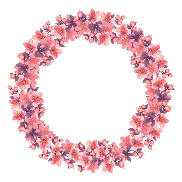 Floral στεφάνι για το σχεδιασμό των προσκλήσεων γάμου, χαιρετισμούς, Busi - Διάνυσμα, εικόνα