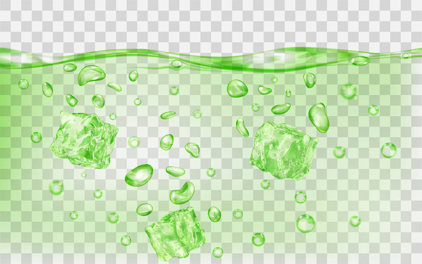 Ice cubes under the surface of water - Vector, Image