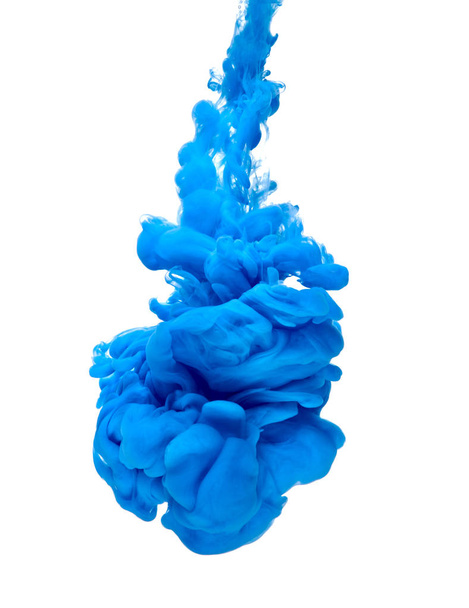 blue color paint ink pigment splash - Foto, afbeelding