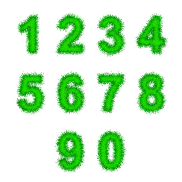green tinsel digits on white - Zdjęcie, obraz