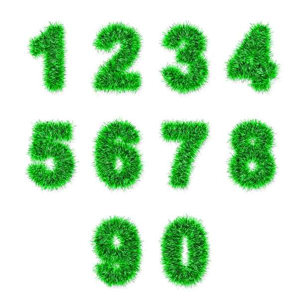 green tinsel digits on white - Valokuva, kuva