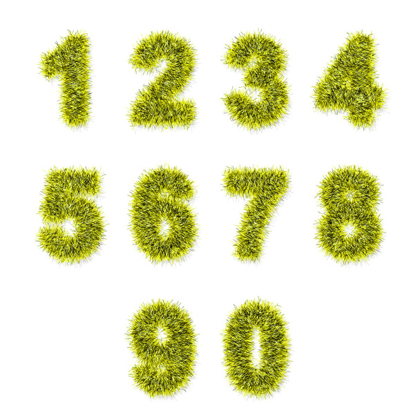 yellow tinsel digits on white - Fotoğraf, Görsel