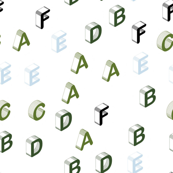 Jasnoniebieski, zielony wektor bezszwowe tło z 3D znaki alfabetu. - Wektor, obraz
