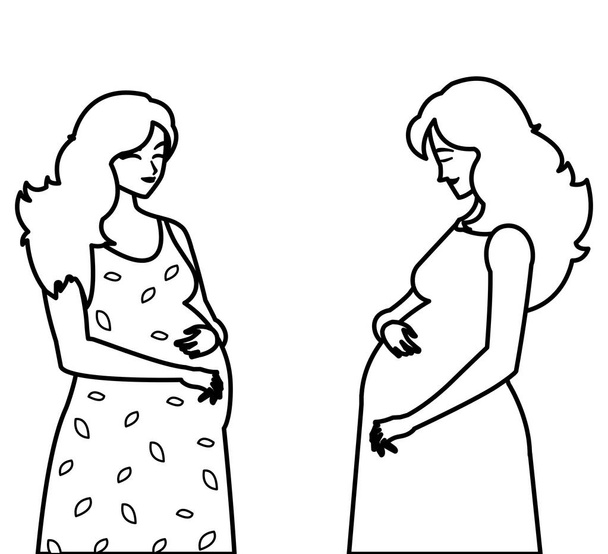пара красивых персонажей беременных женщин
 - Вектор,изображение