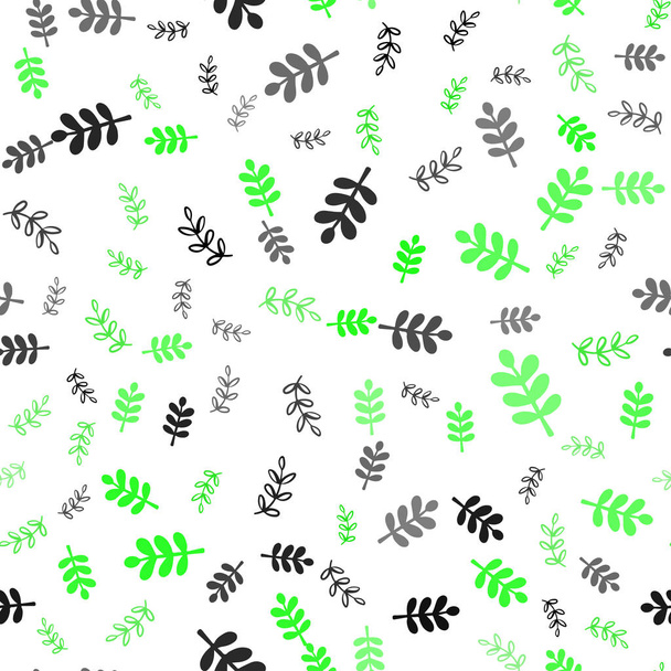 Vecteur vert clair texture doodle sans couture avec feuilles, branches
. - Vecteur, image