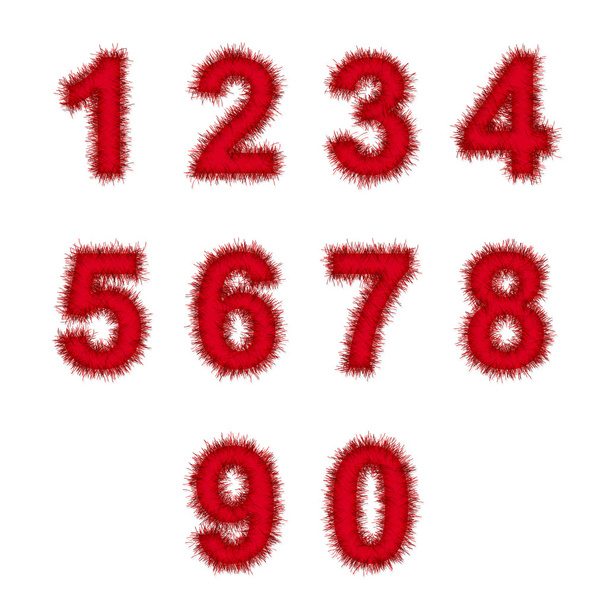 red tinsel digits on white - Fotoğraf, Görsel
