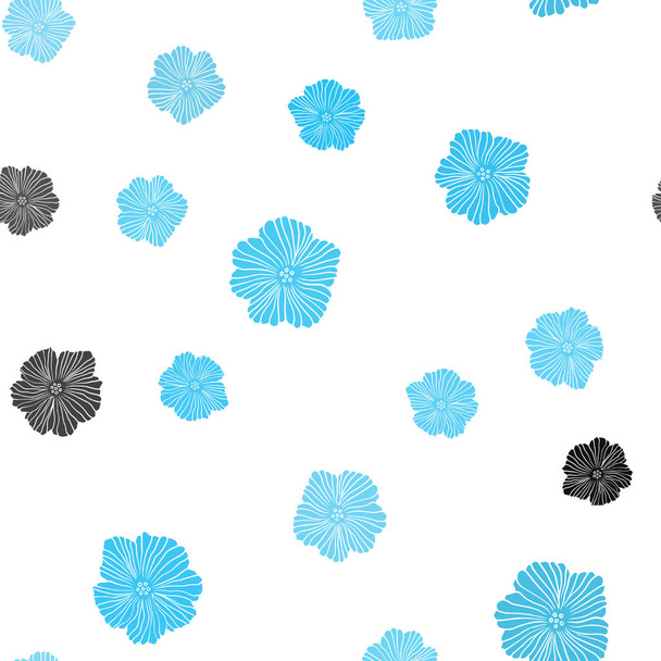 Light BLUE vector seamless doodle pattern with flowers. - Wektor, obraz
