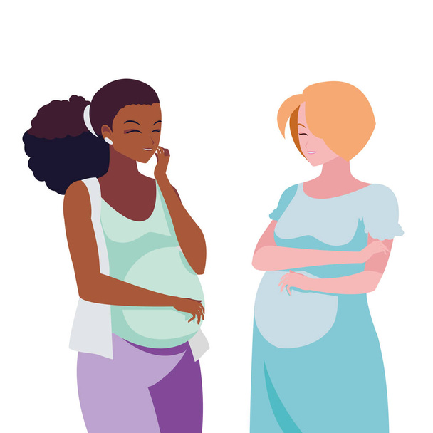 межрасовая пара беременных женщин
 - Вектор,изображение