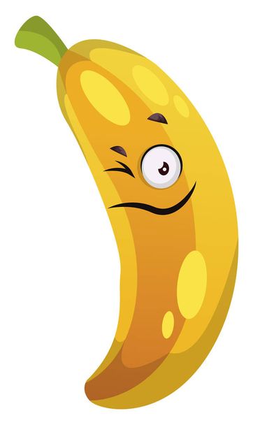 Banane zwinkert Illustrationsvektor auf weißem Hintergrund - Vektor, Bild