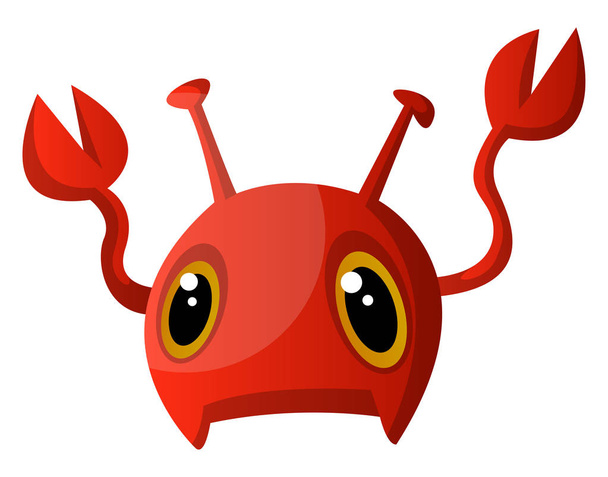 Red cute monster with claws illustration vector on white backgro - Vector, Image