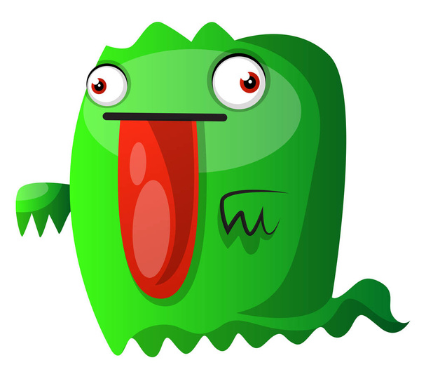 Zielony potwór z dużym czerwonym językiem ilustracji wektor na białym b - Wektor, obraz
